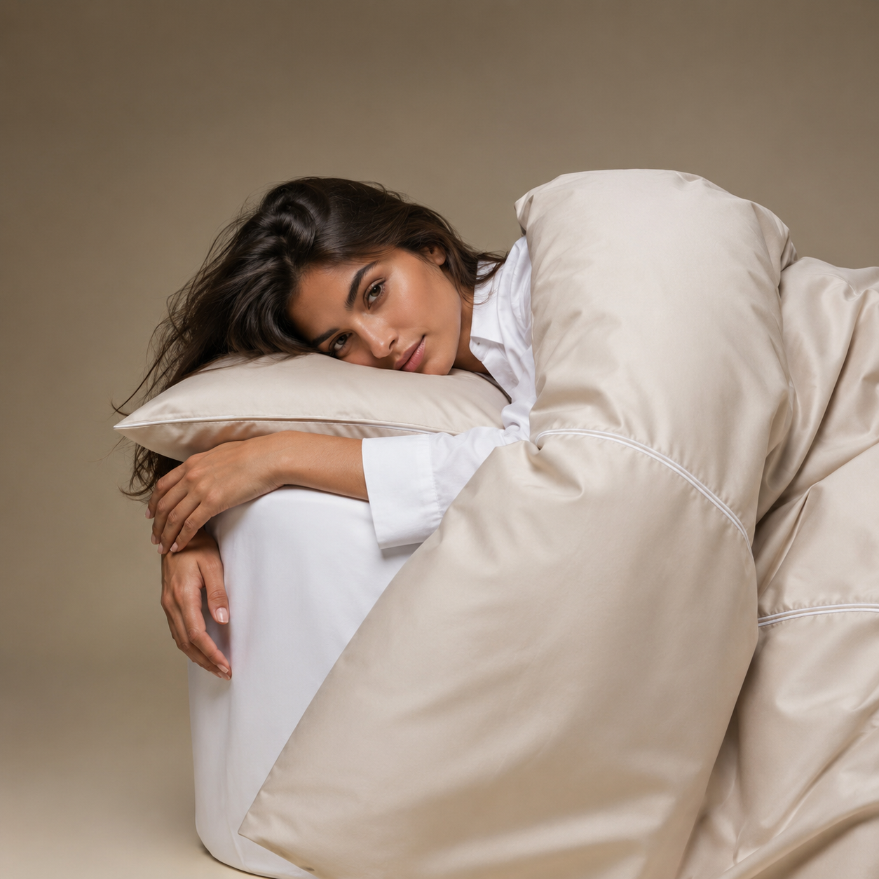 Lara & Co. model wearing a hospitality-grade robe